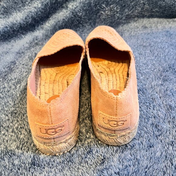 Women’s UGG Heidi Perforated Espadrille Suede Slip-on Flats Pink - Picture 2 of 4